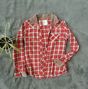 Plaid and corduroy button down